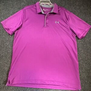 Under Armour Mens HeatGear Loose Fit Polo Shirt Purple XL Short Sleeve Golf Tee